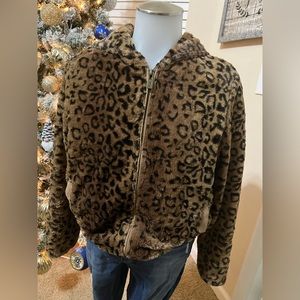 Leopard Print Teddy Jacket
